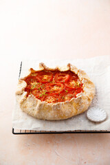 Homemade tomato galette with herbs