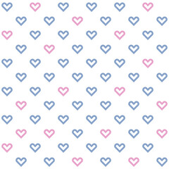 blue and pink heart on white background, heart seamless pattern, beautiful heart background.