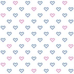 blue and pink heart on white background, heart seamless pattern, beautiful heart background.