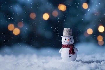 Naklejka na ściany i meble Cute winter snowman. Generate Ai