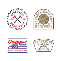 set carpentry wood work badge logo vector illustration. for printing, stickers, labels, company logos