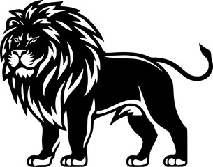 Lion - Black and White Isolated Icon - Vector illustration