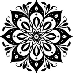 Mandala - Black and White Isolated Icon - Vector illustration