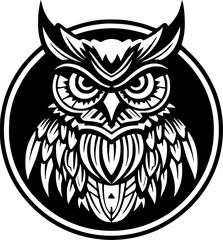 Obraz premium Owl - Black and White Isolated Icon - Vector illustration