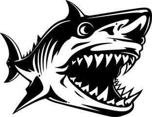 Shark - Black and White Isolated Icon - Vector illustration