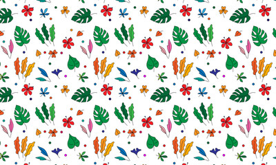 floral seamless pattern. For fashion fabrics, children’s clothing, T-shirts, postcards. Also good for email header, post in social networks, advertising, events and page cover. 