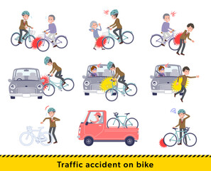 自転車事故に遭うブレザー男子学生のセット