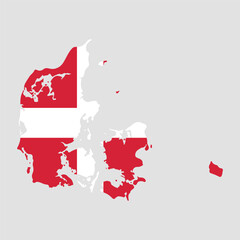 Denmark. Map and flag