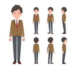立っているブレザー男子学生のセット