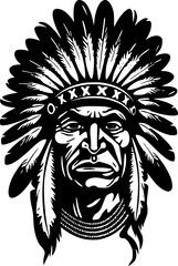 Indian Chief - Minimalist and Flat Logo - Vector illustration