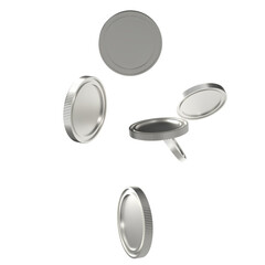 The silver coins png image 3d rendering