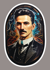 Nikola Tesla Sticker Art Design