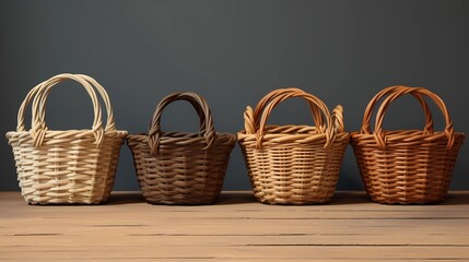 Wicker baskets, grocery wood Picnic baskets for lunch or dinner.Character Design Concept Art Book Illustration Video Game Digital Painting. CG Artwork Background. Generative AI.
 - obrazy, fototapety, plakaty