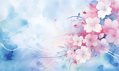 Fototapeta na wymiar Floral watercolor background art, artistic Fusion of Flowers in Watercolor