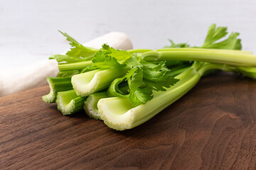 Vegetable celery with a crunchy texture and strong aroma