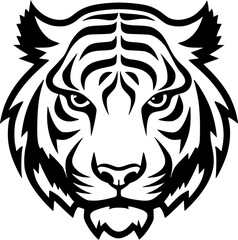 Tiger - Black and White Isolated Icon - Vector illustration