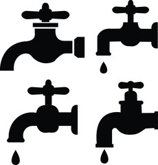 set of flat Faucet icon on white background. line faucet icon symbol sign from modern cleaning for mobile concept and web apps design. Water tap. Bathroom faucet symbol flat style.