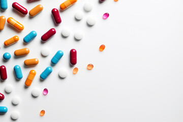Pills of different types and colors
