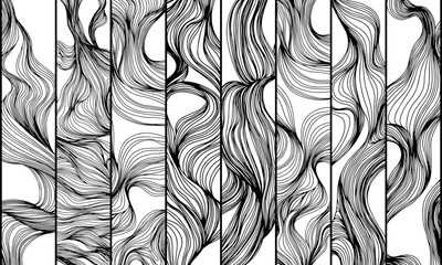 Abstract shape wallpaper. Hand drawn line illustration background. Ink painting style composition for decoration.