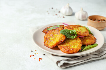 Lunch tasty food concept - delicious hash browns