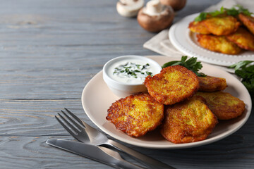 Lunch tasty food concept - delicious hash browns