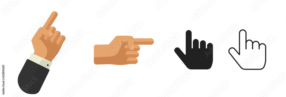 Aufkleber hand pointer finger icon vector simple pictogram graphic, forefinger thumb cursor web glyph symbol f
