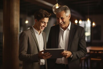Fototapeta premium Male teacher talking explain student. Generate Ai