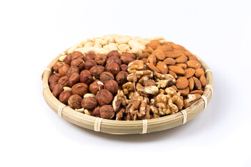 Set of nuts in basket