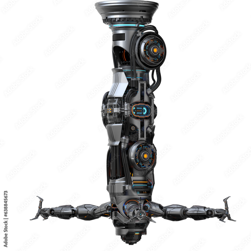 Poster sci-fi robotic arm or detailed futuristic claw. gripper manipulator or industrial assembly robot. 3d