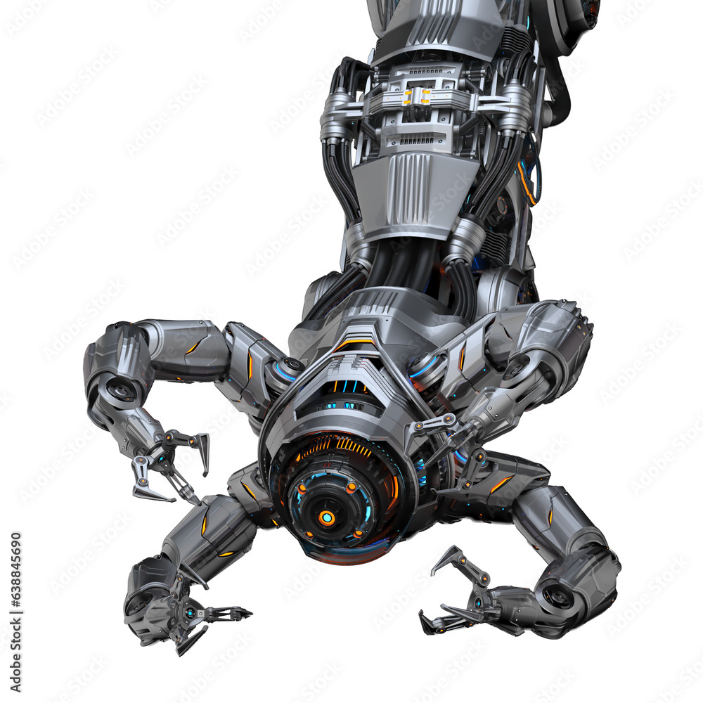 Poster sci-fi robotic arm or detailed futuristic claw. gripper manipulator or industrial assembly robot. 3d