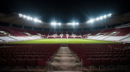 Empty night grand soccer arena in the lights