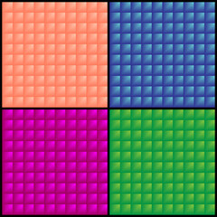 Set of seamless patterns of three-dimensional squares.