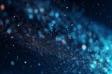 Fototapeta premium Glitter sparkle shiny bokeh background. Particles on dark background in space.