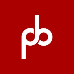Letter p and b infinity logo with red background