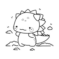 Little cute kawaii dragon coloring page for kids winter new year dragon.