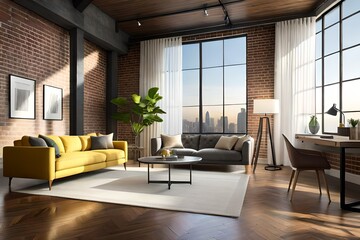 Fototapeta premium living room with fireplace generated Ai.