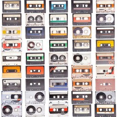 Collection of various vintage audio cassettes tapes