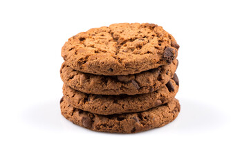 Chocolate chip cookies isolated on white