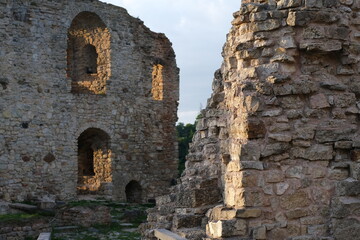 Koknese castle ruins illuminated by the sun
