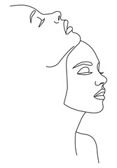 Abstract minimal female portrait. Minimalist continuous linear sketch of a female face.