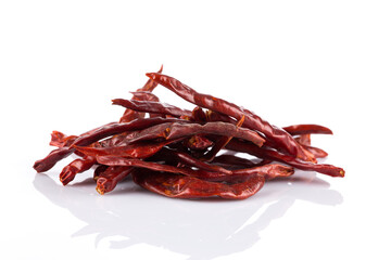 dried chili on white background