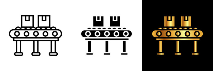 Conveyor Belt Icon, an icon representing a conveyor belt, symbolizing automation, transportation, and industrial processes for moving goods and materials.