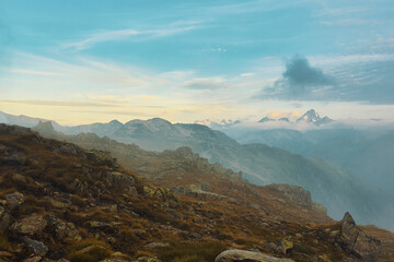 mountains in the morning