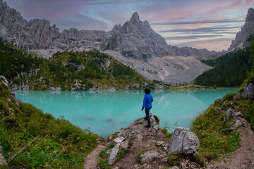 Fototapeta na wymiar Lago di Sorapis, Dolomite Alps, Italy, Europe