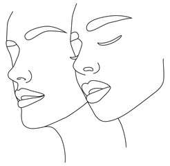 Portrait along the lines. Drawing in the style of one line.