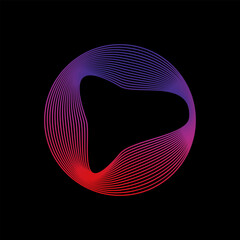 Circle of sound waves. Neon round music sound wave for equalizer. Radial sound wave curve with light particles. Clipart of colorful radio frequency sound lines. Vector illustration.