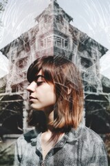Obraz premium multiple exposure shot of a young woman in front of an architectural structure
