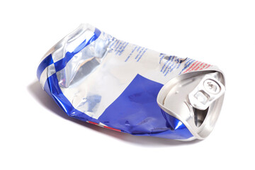 Empty crumpled can from energy drink