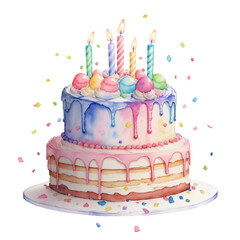 Watercolor Birthday Party Clipart, Graphics, PNG Transparent Background 