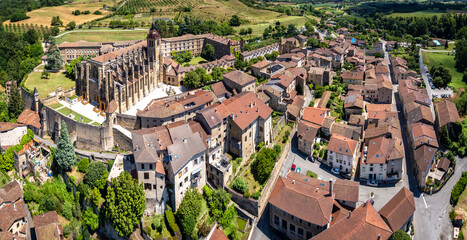 Aerial view of St Anthony or Saint Antoine l Abbaye in Vercors in Isere, Auvergne Rhone Alpes,...